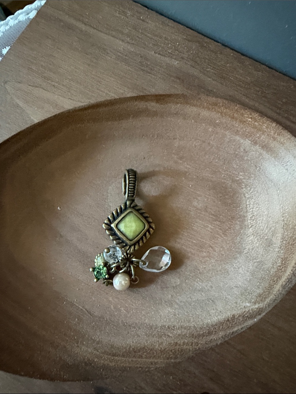 Lia Sophia Mixed-Stone Pendant Necklace Charm - Yellow, Green, Blue